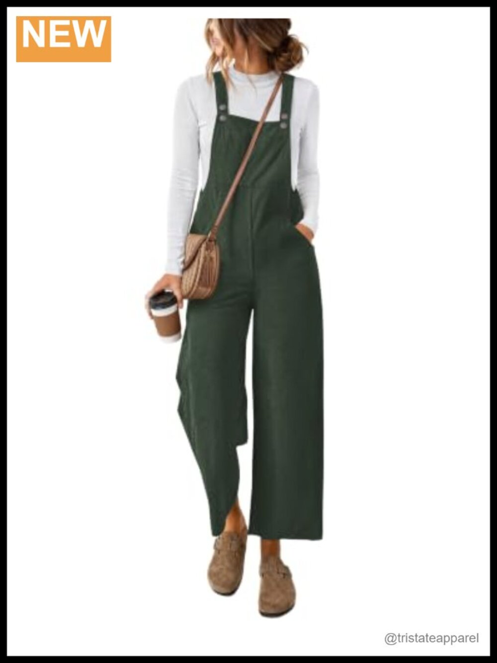 Women's Corduroy Overalls Adjustable Straps Wide Leg Bib Pocket Jumpsuit
